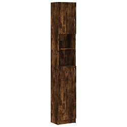 Maison Chic Armoire de bain,Meuble de rangement de salle de bain,Meuble haut Chêne fumé 32x25,5x190 cm Bois d'ingénierie -GKD884196