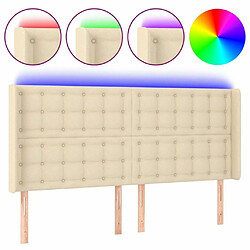 Maison Chic Tête de lit scandinave à LED,meuble de chambre Crème 163x16x118/128 cm Tissu -MN59560