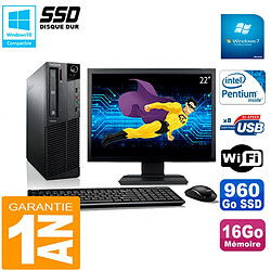 PC Lenovo M92p SFF Ecran 22" Intel G630 16Go Disque 960Go SSD Wifi W7 - Occasion