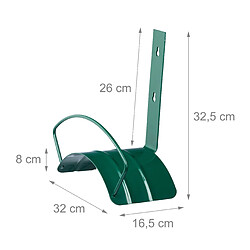 Helloshop26 Porte tuyau mural support jardin jardinage pratique métal 32 cm vert 3413024