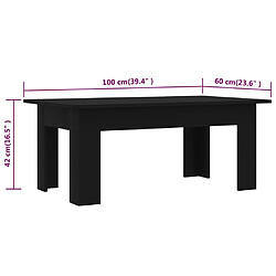 vidaXL Table basse Noir 100x60x42 cm Bois d’ingénierie pas cher