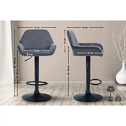 Non Lot de 2 tabourets de bar Braga velours noir