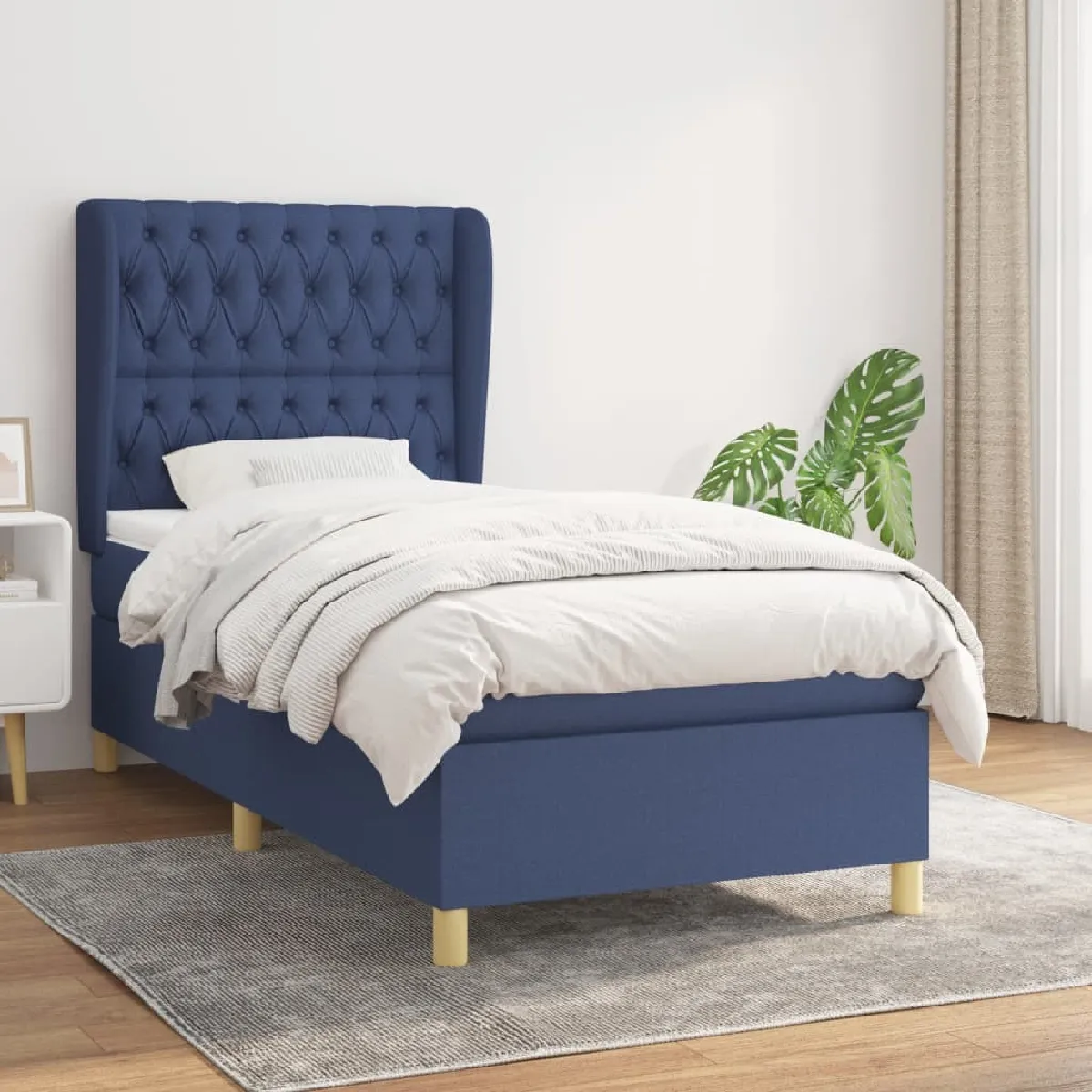 Maison Chic Lit Adulte - Lit simple Lit à sommier tapissier avec matelas moelleux - Meuble de Chambre - Bleu 90x200 cm Tissu -MN44262