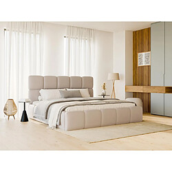 Lit coffre 180 x 200 cm - Tissu effet cuir - Beige + Matelas - DAMADO de Pascal Morabito