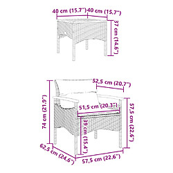 vidaXL Salon de jardin avec coussins 3 pcs gris résine tressée pas cher