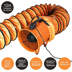 Monstershop MAXBLAST Ventilateur Industriel 300mm 550W avec conduit de 12m