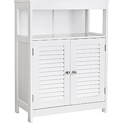 Helloshop26 Placard armoire meuble salle de bain de rangement commode avec 2 portes 80 cm MDF blanc 12_0000821 