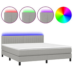 Sommier à lattes et matelas LED,Cadre à lattes de lit pour Adulte Gris clair 160x200 cm Tissu -MN47260