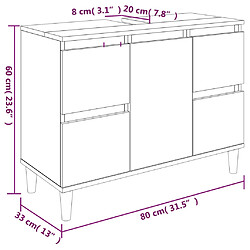 vidaXL Meuble d'évier sonoma gris 80x33x60 cm bois d'ingénierie pas cher