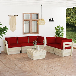 Maison Chic Salon de jardin palette 6 pcs avec coussins - Table et chaises d'extérieur - Mobilier/Meubles de jardin Moderne épicéa imprégné -MN20877