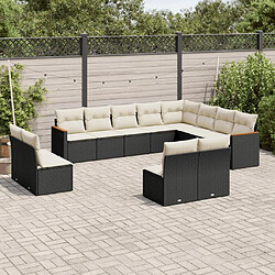 Maison Chic Salon de jardin 12 pcs avec coussins, Ensemble Tables et chaises d'extérieur noir résine tressée -GKD887462