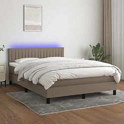 vidaXL Sommier à lattes de lit avec matelas LED Taupe 140x200 cm Tissu