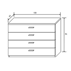 Pegane Commode, meuble de rangement coloris chêne cambrian, graphite - Longueur 100 x profondeur 40 x hauteur 84 cm