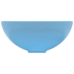 Avis vidaXL Lavabo rond de salle de bain Bleu clair mat 32,5x14cm Céramique