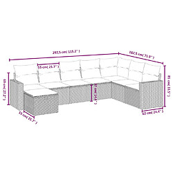 Avis vidaXL Salon de jardin avec coussins 8 pcs beige résine tressée