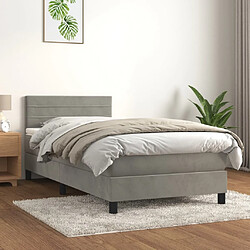 vidaXL Sommier à lattes de lit et matelas Gris clair 90x190 cm Velours 