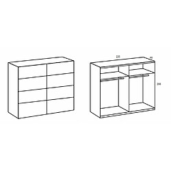 Inside 75 Armoire coulissante AURELIA 225cm blanc porte verre gris