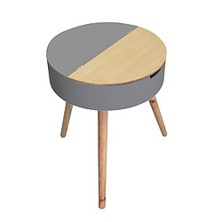 The Home Deco Factory Table d'appoint coffre en MDF - Diam. 45 cm - Gris et Beige