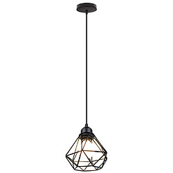 Stoex Suspension Lustre en Métal Luminaire Cage Diamant Fer Corde Ajustable Lampe Salo Suspension Lustre en Métal Luminaire Cage Diamant Fer Corde Ajustable Lampe Salon E27 Edison Cuisine Bar Noir(Non LED Ampoule)