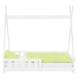 ML-Design Lit d'enfant Tipi avec matelas lit avec protection antichute pin blanc 70x140 cm