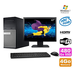 Lot PC Tour DELL 3010 MT G2020 Graveur 4Go 480Go SSD HDMI Wifi W7 + Ecran 17" · Occasion 