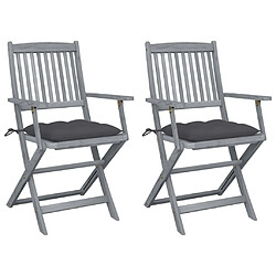 Maison Chic Lot de 2 Chaises pliables d'extérieur avec coussins | Chaises de jardin | Fauteuil Relax Bois d'acacia -GKD86356