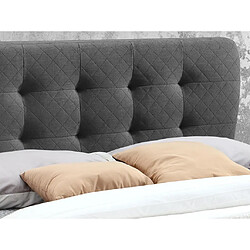 Acheter Vente-Unique Lit 140 x 190 cm avec tête de lit capitonnée - Tissu - Gris - ELIDE