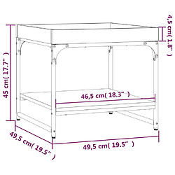 vidaXL Table basse sonoma gris 49,5x49,5x45 cm bois d'ingénierie pas cher