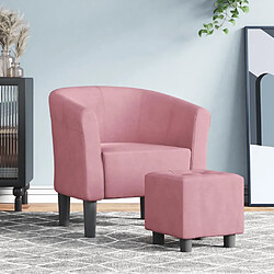 Maison Chic Fauteuil cabriolet et repose-pieds,Fauteuil luxe pour relax rose velours -MN74642