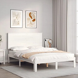 Maison Chic Cadre/structure de lit avec tête de lit pour adulte - Lit Moderne Chambre blanc 120x200 cm bois massif -MN15063