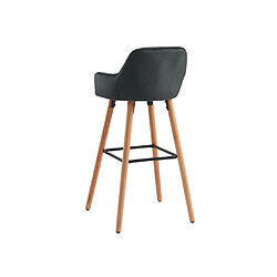 Avis Vente-Unique Tabouret de bar en velours et pieds bois de hêtre - Noir - ELEANA