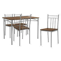 ML-Design Set table de salle à manger avec 4 chaises 110 cm marron/vintage pieds en acier 