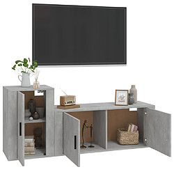 Avis Maison Chic Ensemble de meubles TV 2 pcs pour salon - gris béton bois d'ingénierie -MN13342