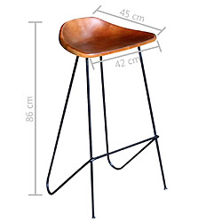 vidaXL Chaises de bar lot de 6 marron cuir véritable pas cher