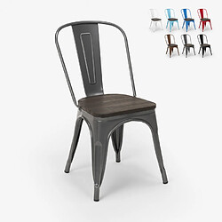 Ahd Amazing Home Design Chaises industrielles en bois et acier Tolix pour cuisine et bar Steel Wood, Couleur: Gris foncé