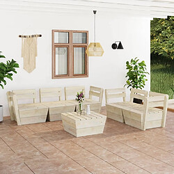 Maison Chic Salon de jardin palette 6 pcs - Table et chaises d'extérieur - Mobilier/Meubles de jardin Moderne Bois d'épicéa imprégné -MN96289