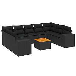 Maison Chic Salon de jardin 10 pcs avec coussins, Ensemble Tables et chaises d'extérieur noir résine tressée -GKD467291