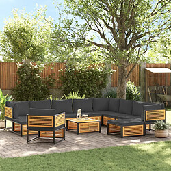 vidaXL Salon de jardin avec coussins 12 pcs bois massif d'acacia