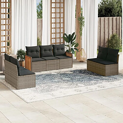 vidaXL Salon de jardin avec coussins 7 pcs gris résine tressée