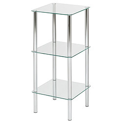 Etagère salle de bain en Tube d'acier Chromé Verre trempé, Dim : L39 x P39 x H77 cm -PEGANE- 