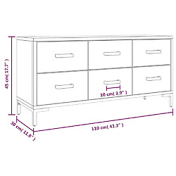 vidaXL Armoire de rangement Marron 110x30x45 cm Bois de pin massif pas cher