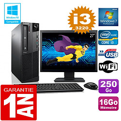 PC Lenovo M92p SFF Core I3-3220 Ram 16Go Disque 250 Go Wifi W7 Ecran 27" - Occasion