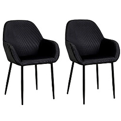 Toilinux Lot de 2 Fauteuils de table Giulia effet velours - Noir