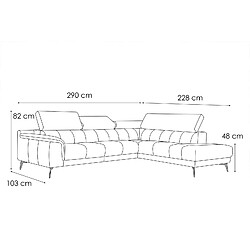 Acheter Courtois Laville Canapé d'angle droit 5 places tissu bleu - Fiero