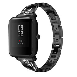 Wewoo Bracelet pour montre connectée en acier inoxydable massif serti de diamants de Amazfit 20mm Noir 