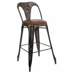 Tabouret Alexandra House Living Marron Noir Cuir Fer 53 x 105 x 49 cm