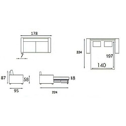 Acheter Inside 75 Canapé convertible express ECLIPSE 140cm matelas 18cm velours gris anthracite