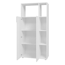 Pegane Armoire, placard de rangement avec 2 portes coloris blanc - longueur 90 x profondeur 38 x hauteur 186 cm