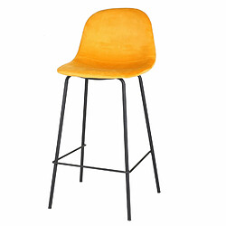 Toilinux Lot de 4 Tabourets de bar design velours Ima - Jaune