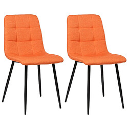 Decoshop26 Lot de 2 chaises de salle à manger en tissu orange pieds métal noir mat style moderne CDS101110 